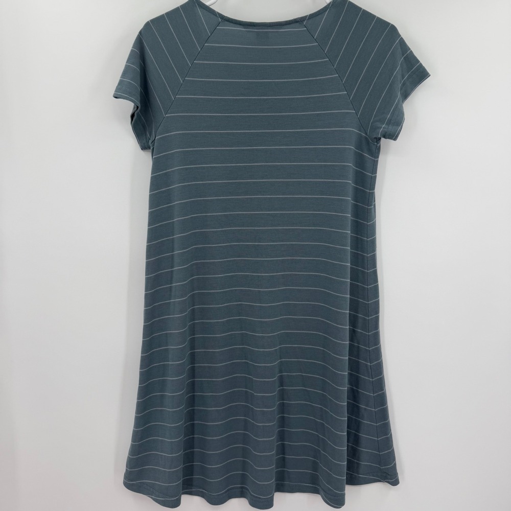 Free Fly Bamboo Striped T-Shirt Dress Blue Gray Raglan Short Sleeve FF-072018 S - Picture 7 of 9